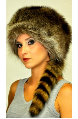 Coonskin Cap - Real Raccoon fur hat with tail